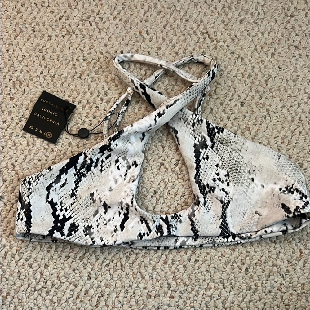 SKATIE Snake Print Halter Bikini Top